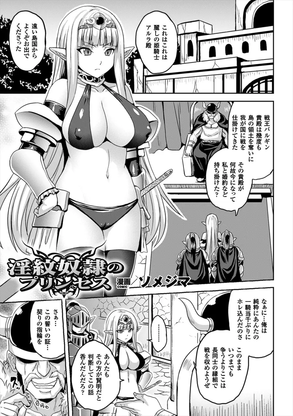 【エロ漫画】エフルの巨乳姫騎士が敵国の王と結婚して長引く戦争を止めようとやってきたが敵の罠で呪いの薬で性奴隷にされてしまうのだった！