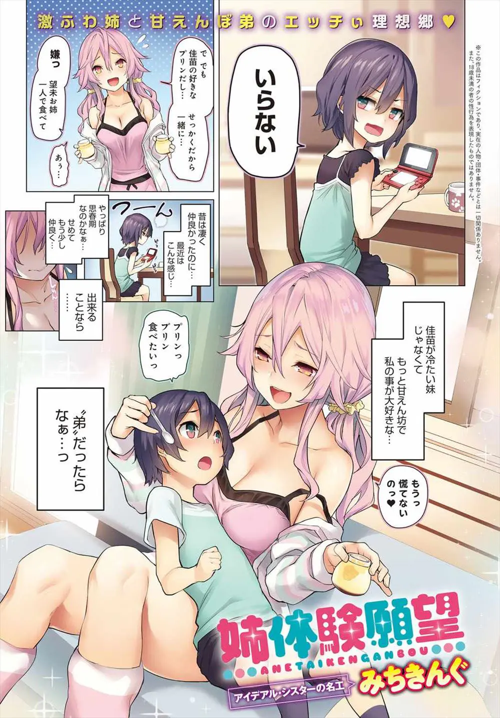 【エロ漫画】妹が甘えん坊の弟だったらいいのになと思った巨乳姉が、乳首舐めされて我慢できなくなって生挿入して中出しする近親相姦セックスを妄想しちゃいました！