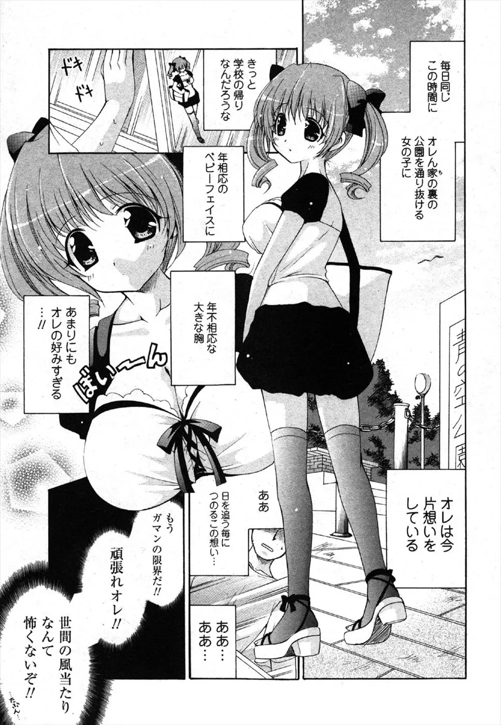 【エロ漫画】巨乳ロリな女の子の事を好きになった男が公園でレイプする！青姦でおっぱいを堪能して母乳を出させて巨乳にチンポをこすりつけて犯すｗｗｗ